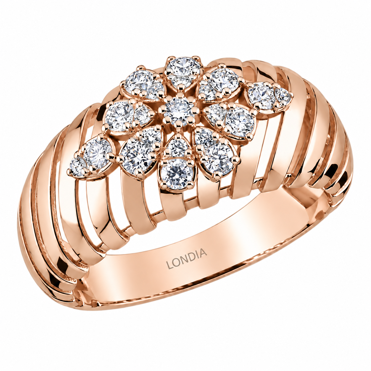 0.35 Carat Natural Diamond Flora Design Ring