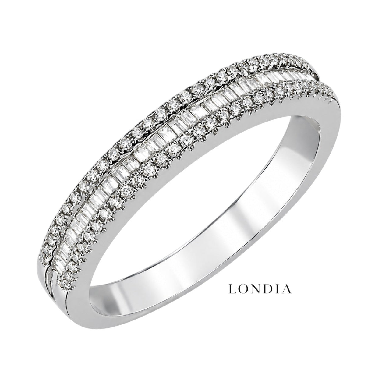 0.35 Ct. F Color Natural Diamond Baguette Design Half Eternity Ring