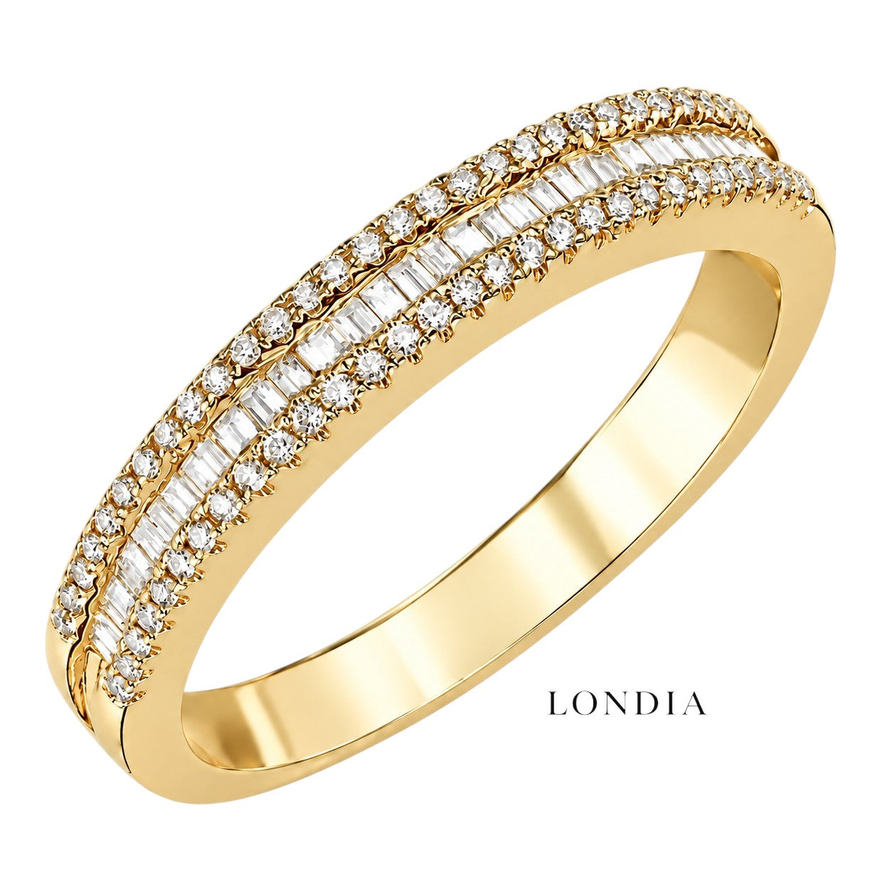 0.35 Ct. F Color Natural Diamond Baguette Design Half Eternity Ring