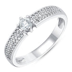 0.35 Ct. Natural Diamond Side Stone Solitaire Bold Design Ring In 14K Gold