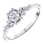 0.35 Ct. Natural Round Cut Diamond Vintage Design ''Magnolia'' Ring in 18K Gold