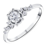 0.35 Ct. Natural Round Cut Diamond Vintage Design ''Magnolia'' Ring in 18K Gold