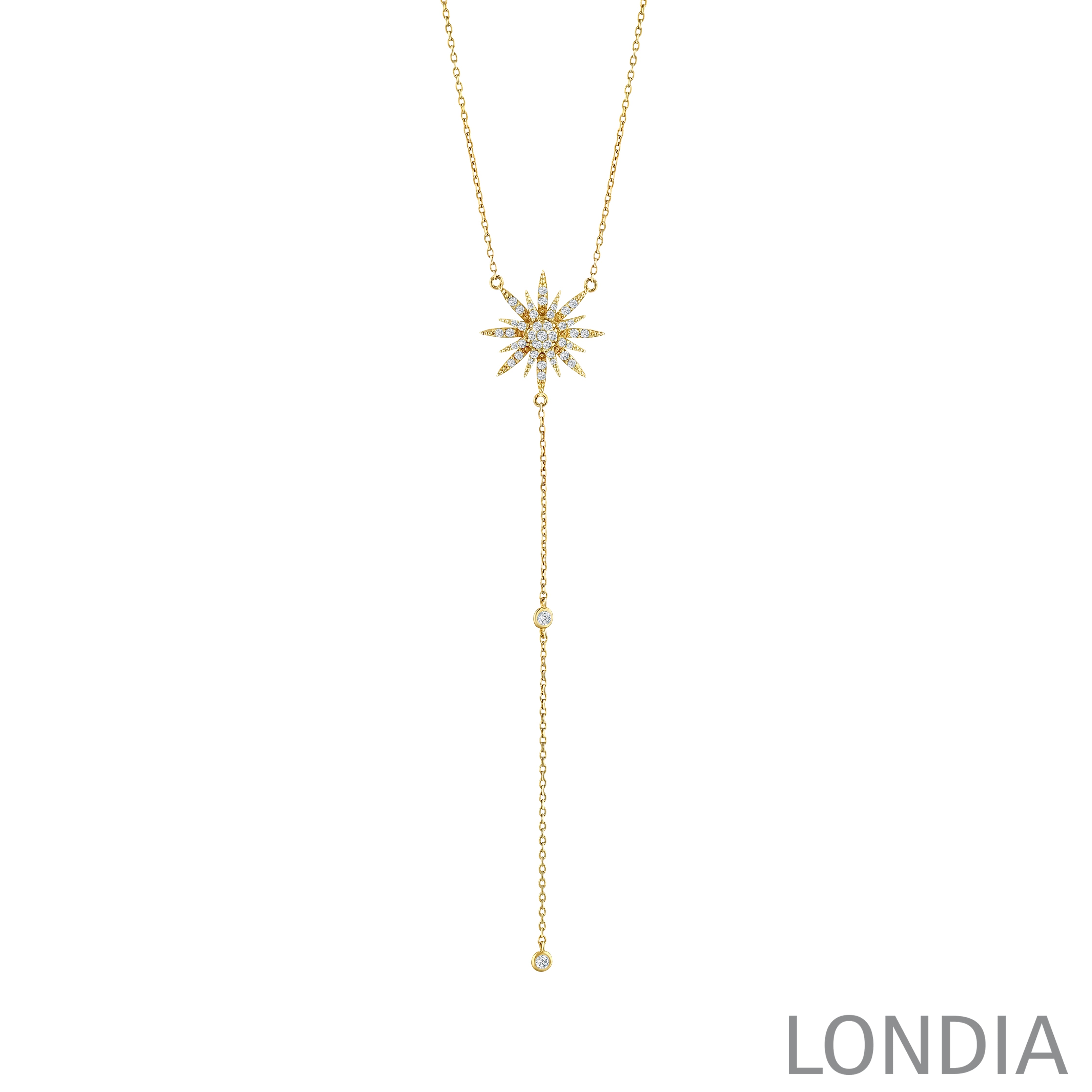 0.35 ct. Diamond Star Design Necklace 14k Fine Gold