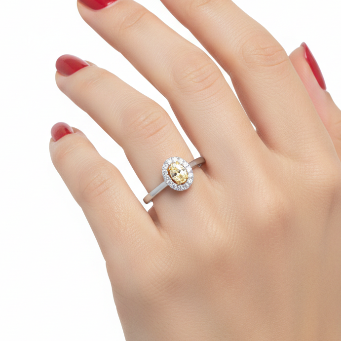 0.40 Ct. Fancy Yellow Oval Diamond Ring