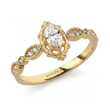 0.40 Carat Natural Oval Cut Diamond Vintage Design Ring, 14K Gold