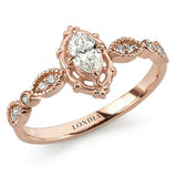 0.40 Carat Natural Oval Cut Diamond Vintage Design Ring, 14K Gold
