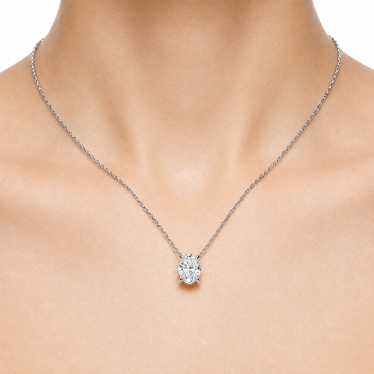 Natural Diamond Oval Necklace