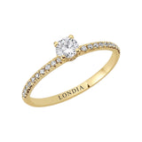 0.40 Ct. Natural Diamond Side-Stone Design Ring, 14K Gold