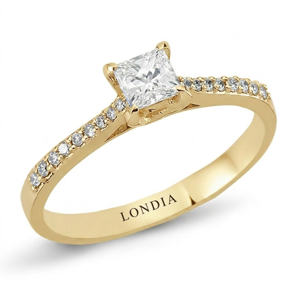0.40 Ct. Natural Diamond Side-Stone Design Ring, 14K Gold