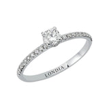 0.40 Ct. Natural Diamond Side-Stone Design Ring, 14K Gold