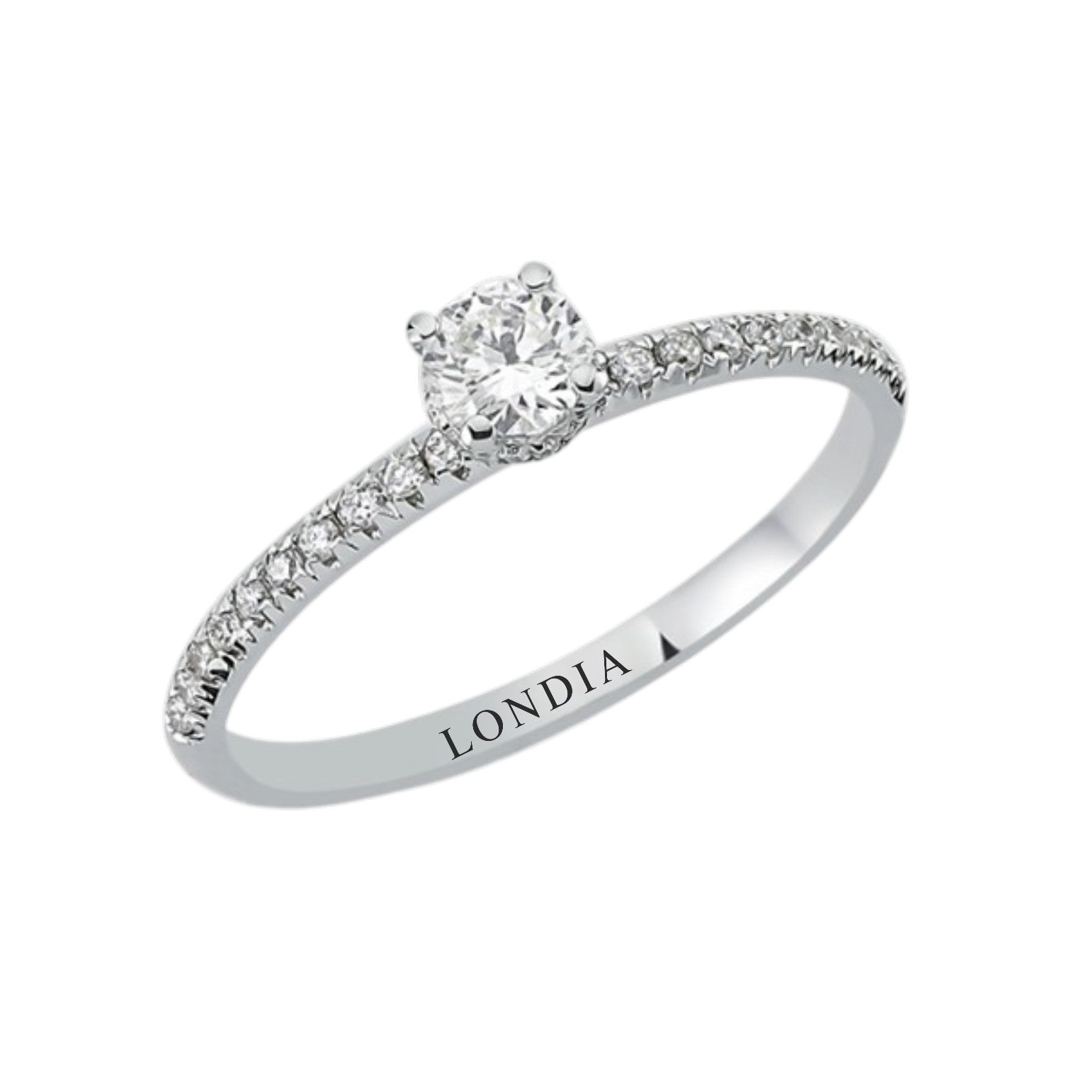 0.40 Ct. Natural Diamond Side-Stone Design Ring, 14K Gold