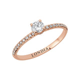 0.40 Ct. Natural Diamond Side-Stone Design Ring, 14K Gold