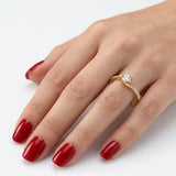 0.40 Ct. Natural Diamond Side Stone Design Ring, 14K Gold