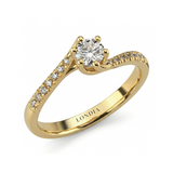 0.40 Ct. Natural Diamond Side Stone Design Ring, 14K Gold