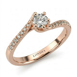 0.40 Ct. Natural Diamond Side Stone Design Ring, 14K Gold