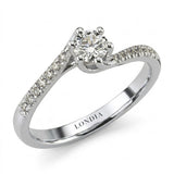 0.40 Ct. Natural Diamond Side Stone Design Ring, 14K Gold