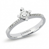 0.40 Ct Natural Diamond Side Stone Design Ring, 14K Gold