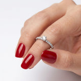 0.40 Ct Natural Diamond Side Stone Design Ring, 14K Gold