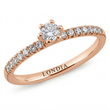 0.40 Ct Natural Diamond Side Stone Design Ring, 14K Gold
