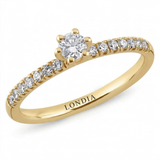 0.40 Ct Natural Diamond Side Stone Design Ring, 14K Gold