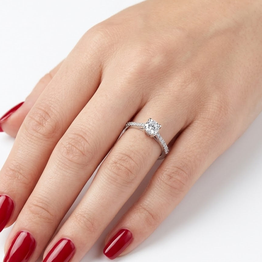 Natural Diamond Side Stone Design Ring