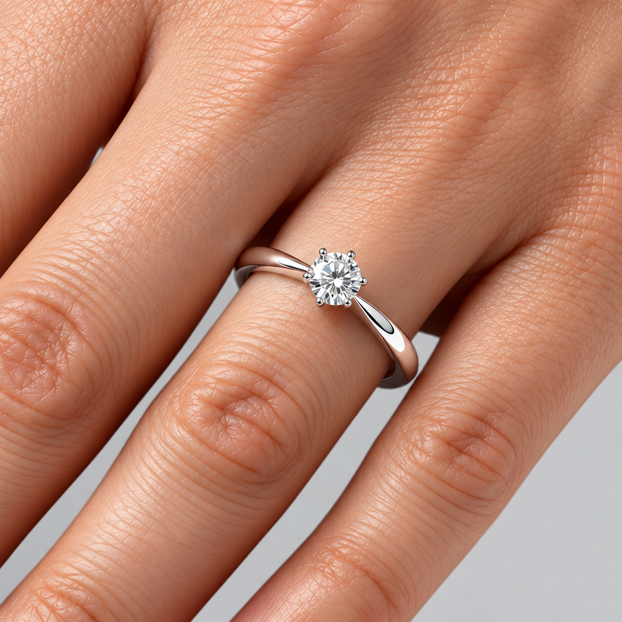 0.40 Carat F Color HRD Certified Natural Diamond Amore Solitaire Ring
