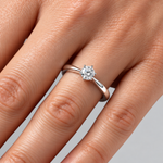 0.40 Carat F Color HRD Certified Natural Diamond Amore Solitaire Ring