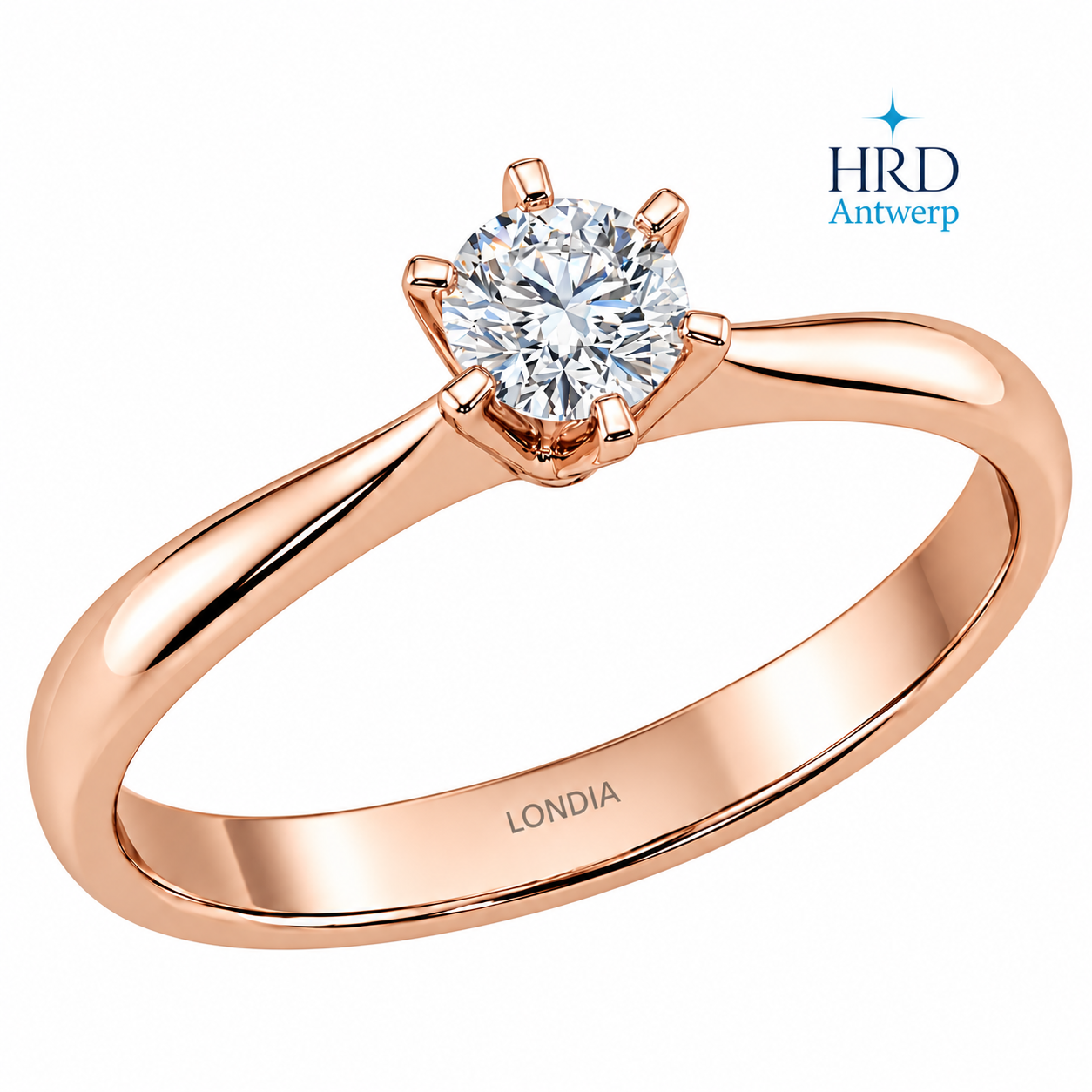 0.40 Carat F Color HRD Certified Natural Diamond Amore Solitaire Ring