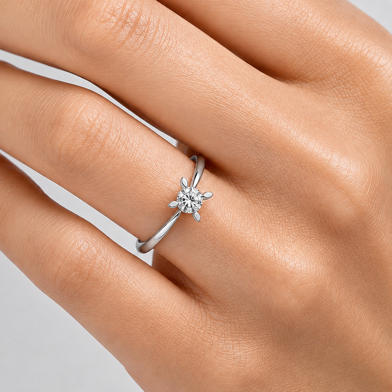 0.40 Carat F Color HRD Internationally Certified Butterfly Design Ring