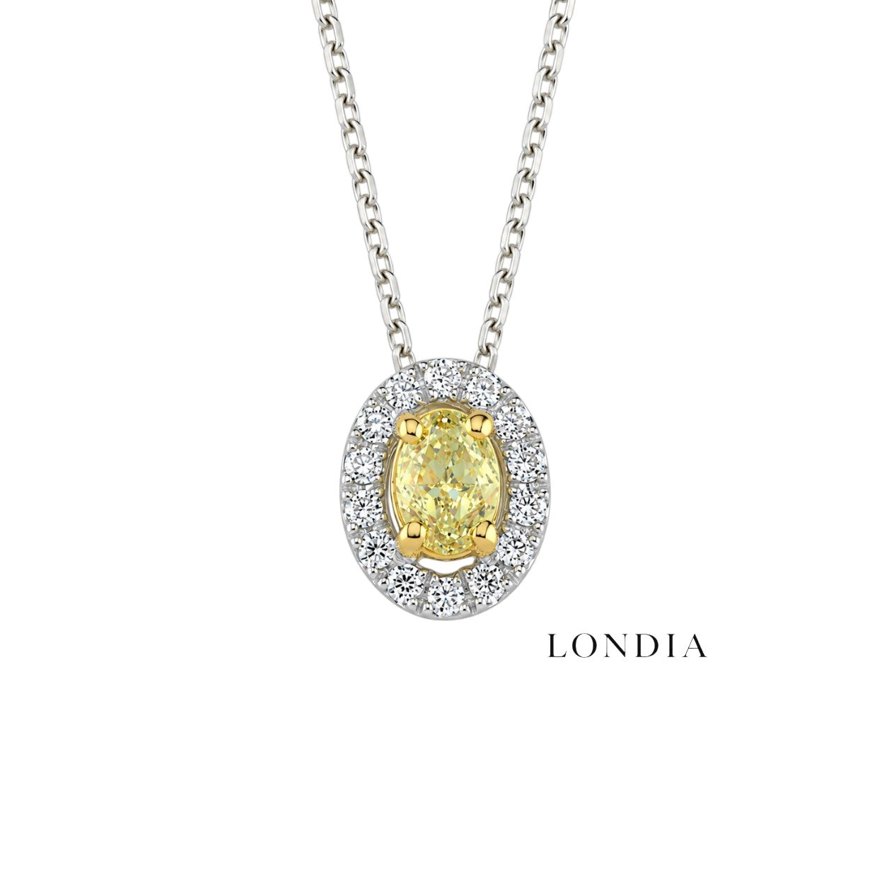 0.40 Carat Fancy Yellow Natural Diamond Oval Design Necklace
