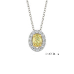 0.40 Carat Fancy Yellow Natural Diamond Oval Design Necklace