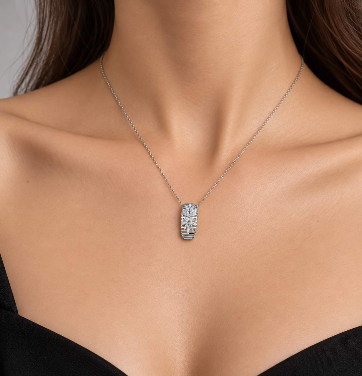0.40 Carat Natural Diamond Flora Design Necklace