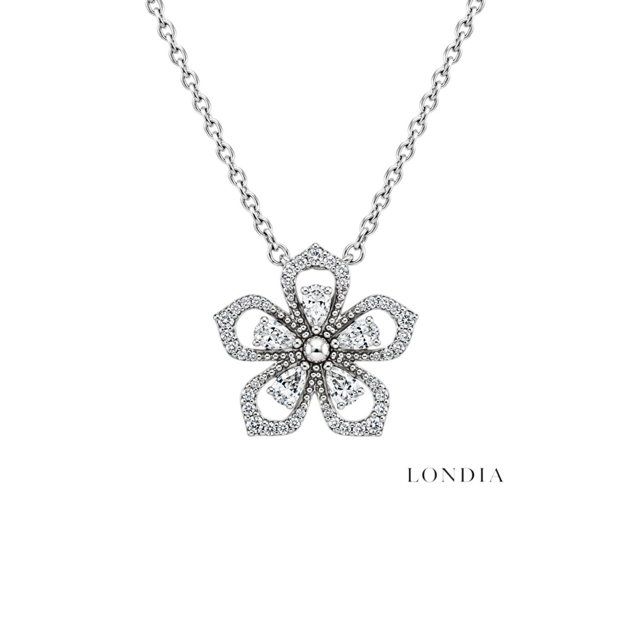 0.40 Carat Natural Diamond Sakura Design Necklace