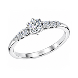 0.40 Carat Natural Diamond Vintage Design Ring with Side Stones