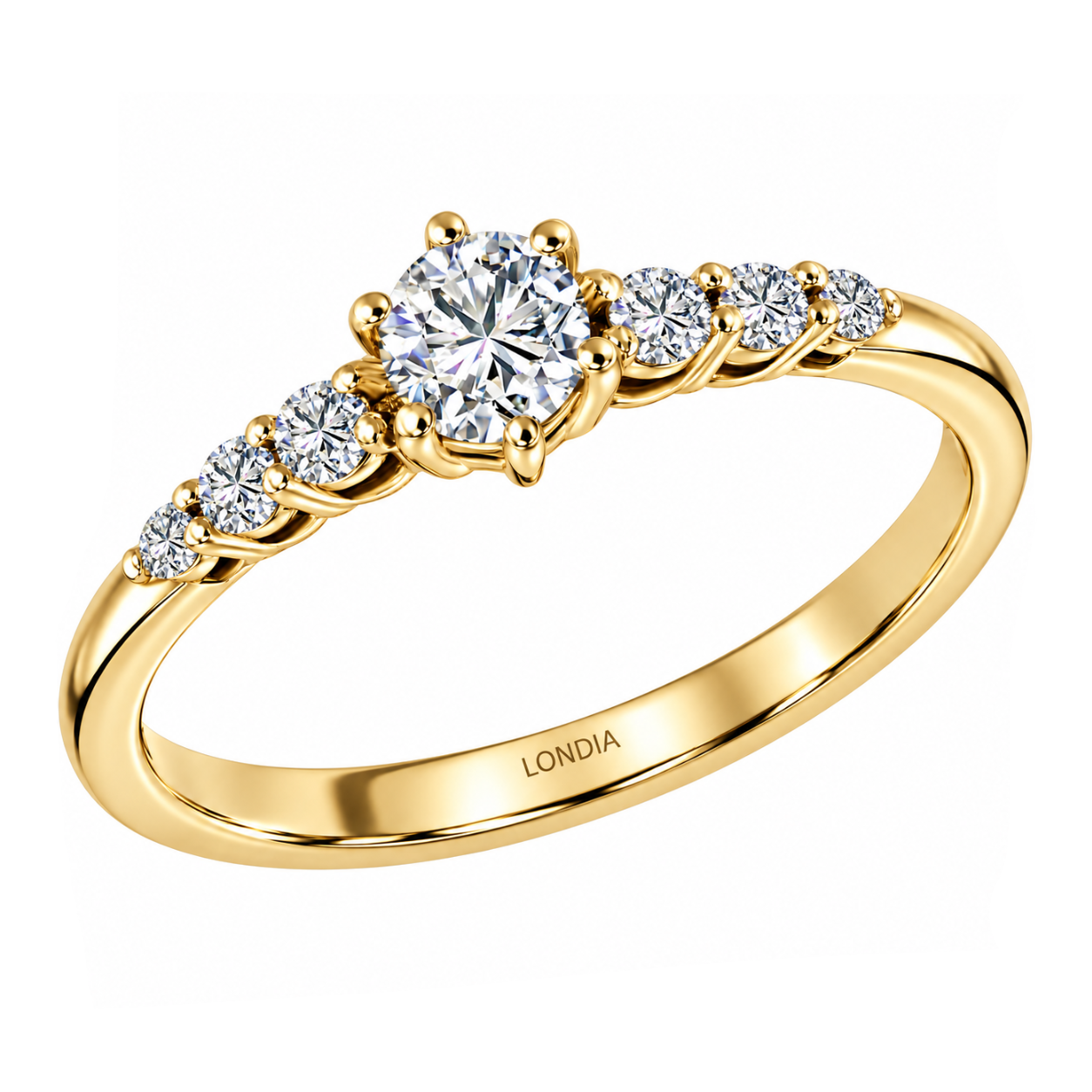 0.40 Carat Natural Diamond Vintage Design Ring with Side Stones