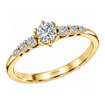 0.40 Carat Natural Diamond Vintage Design Ring with Side Stones
