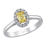 0.40 Carat Natural Fancy Yellow Diamond Oval Design Ring