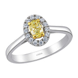 0.40 Carat Natural Fancy Yellow Diamond Oval Design Ring