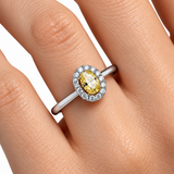 0.40 Carat Natural Fancy Yellow Diamond Oval Design Ring