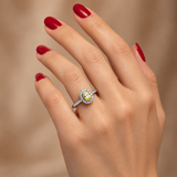 0.40 Carat Natural Fancy Yellow Diamond Oval Design Ring