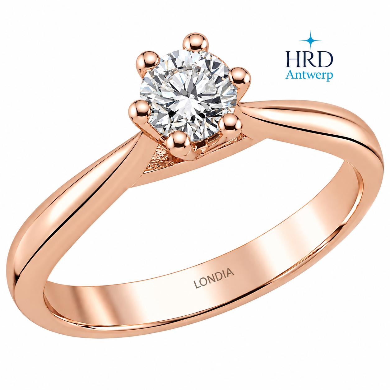 0.40 Ct. F Color HRD Certified Natural Diamond Amore Solitaire Ring