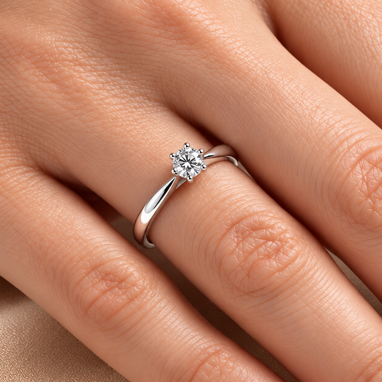 0.40 Ct. F Color HRD Certified Natural Diamond Amore Solitaire Ring