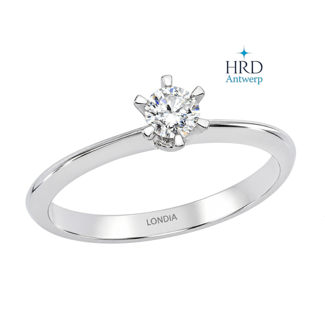 0.40 Ct. F Color HRD Certified Natural Diamond Amore Solitaire Ring