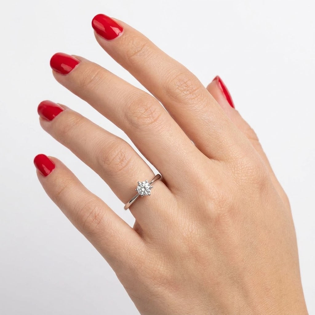 0.40 Ct. F Color HRD Certified Natural Diamond Amore Solitaire Ring