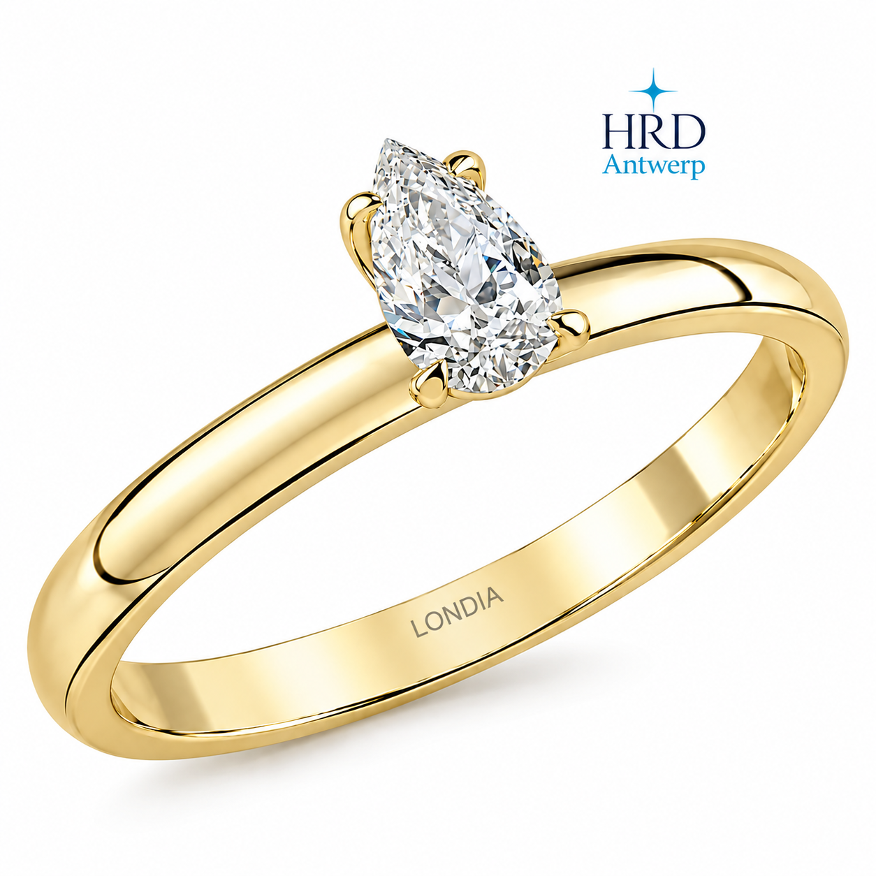 0.40 Ct. F Color Natural Diamond HRD Certified Pear Cut Solitaire Ring