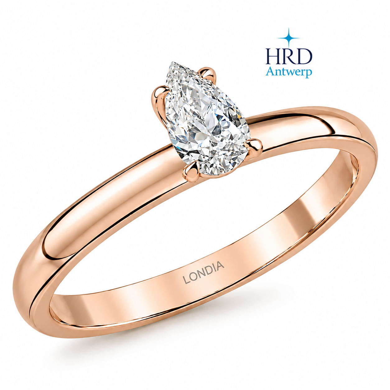 0.40 Ct. F Color Natural Diamond HRD Certified Pear Cut Solitaire Ring