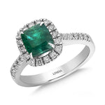 0.40 Ct. Natural Diamond And 1.75 Ct. Natural Emerald Ring in 14K Gold