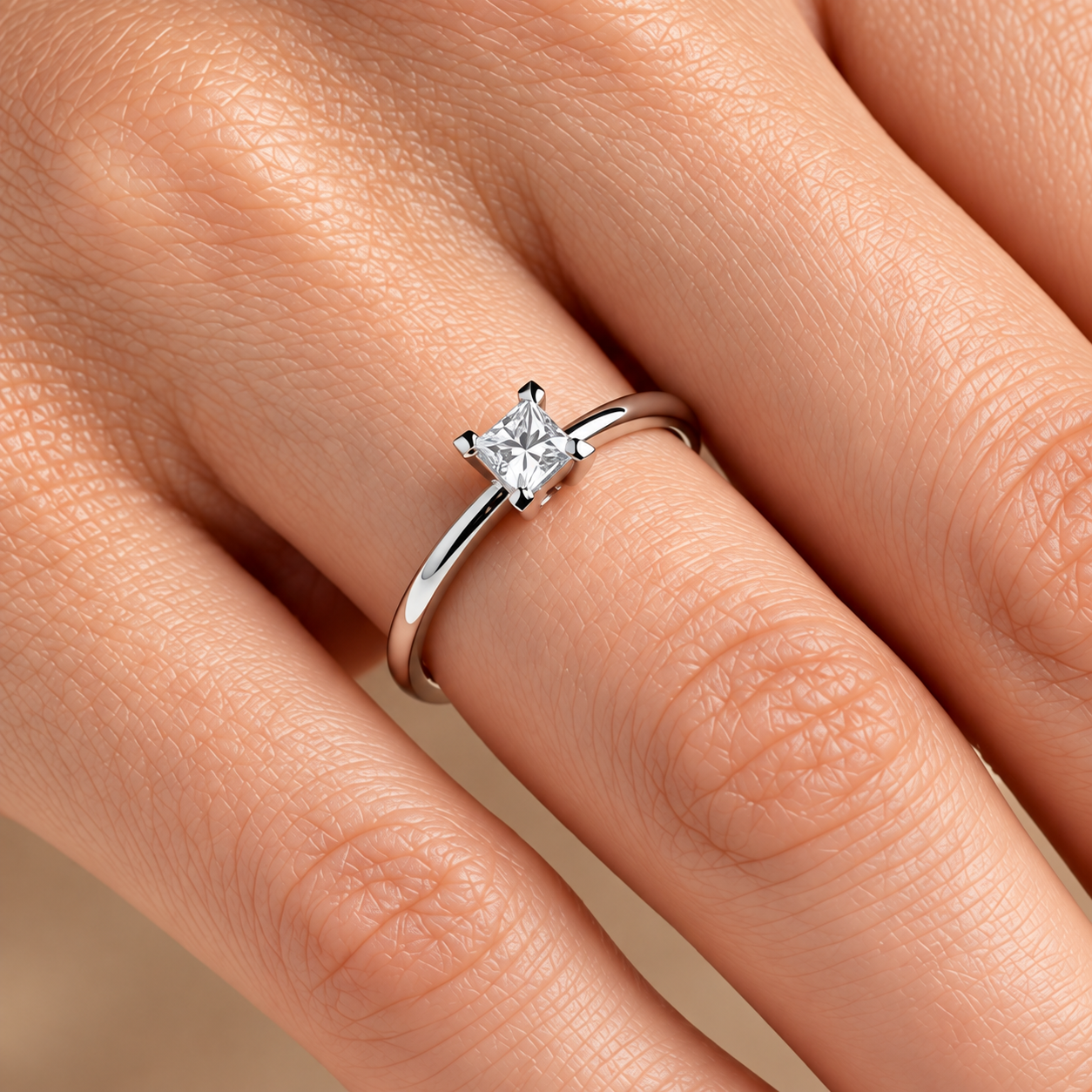 0.40 Ct. Natural Diamond F Color GIA Certified Princess Solitaire Ring