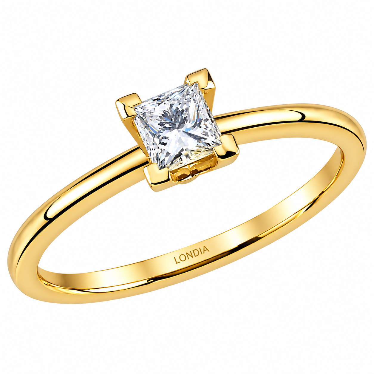 0.40 Ct. Natural Diamond F Color GIA Certified Princess Solitaire Ring