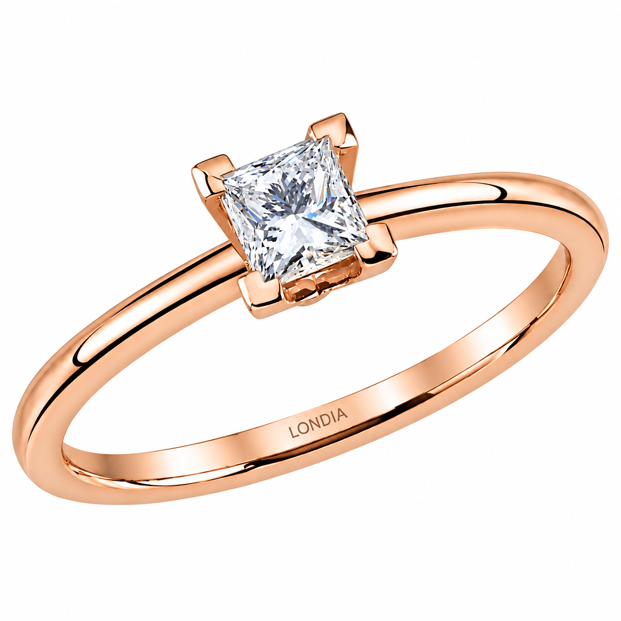 0.40 Ct. Natural Diamond F Color GIA Certified Princess Solitaire Ring